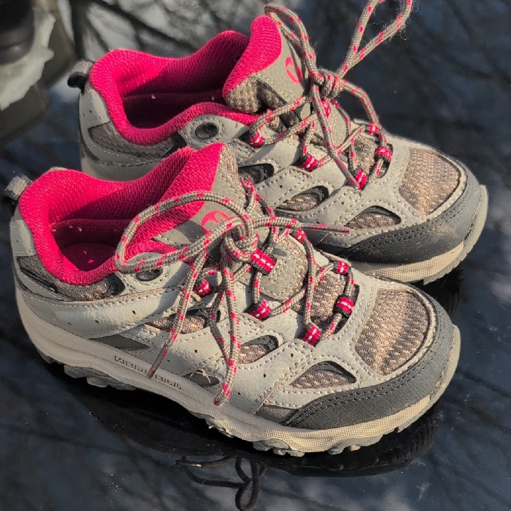 Merrell Kids Waterproof Hiking Sneakers - Gray and Red